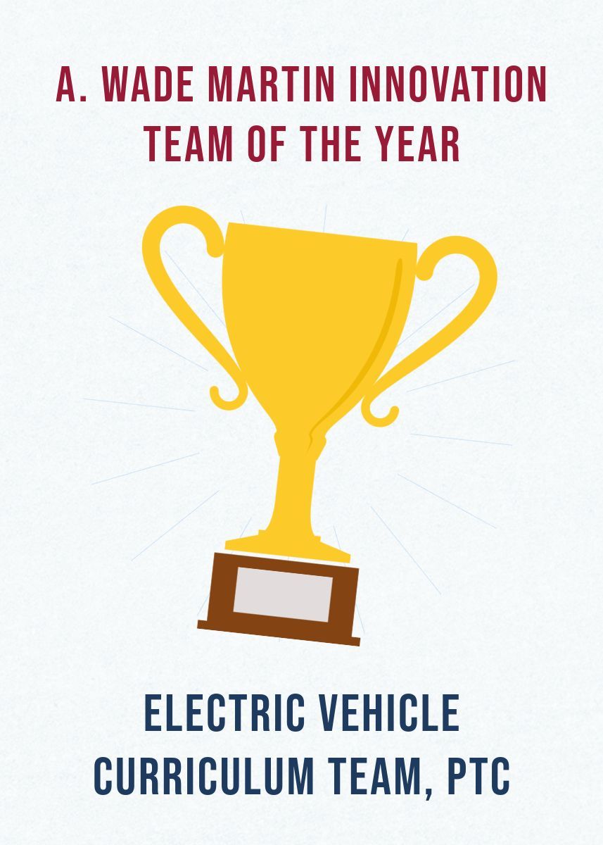 SCTEA_ORG's tweet photo. 👏 Join us in congratulating This year's A. Wade Martin Innovation Team of the Year! The Electric Vehicle Curriculum Team: Dr. Keli Fewox, Christina Knight, Gerald Sartin, and Bill King from Piedmont Technical College. #SCTEA2026 🏆 https://t.co/Pe3Q6Mv9pm