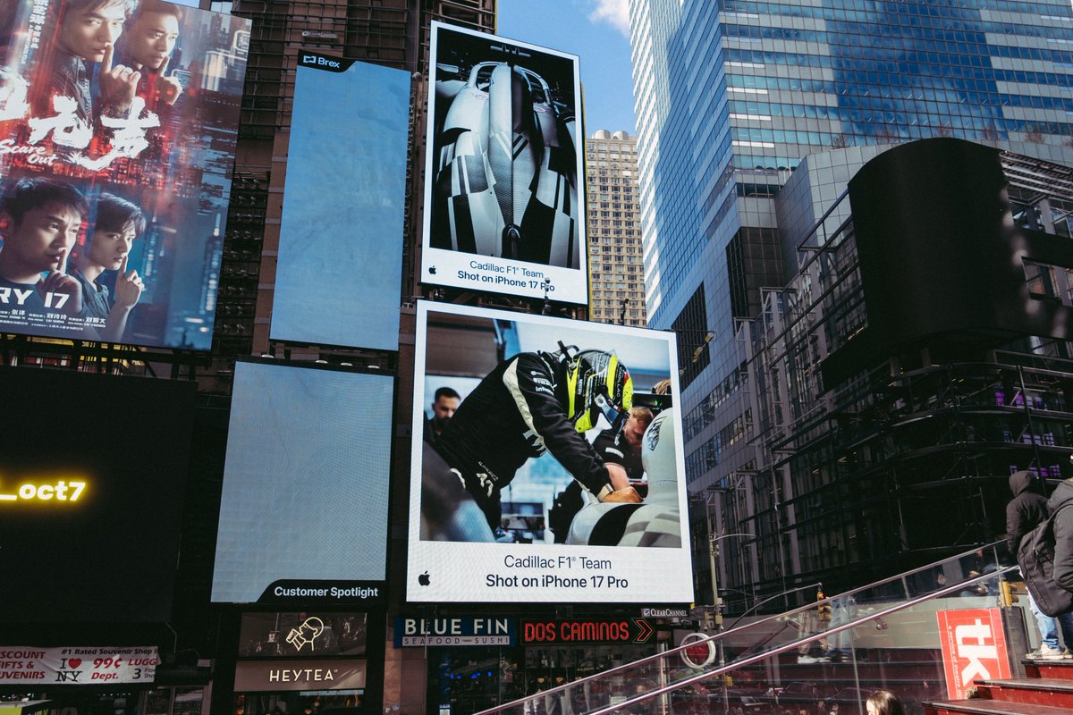vincenzolandino's tweet photo. Hours after unveiling its livery via a Super Bowl commercial and in-person Times Square activation, the Cadillac Formula 1 Team continued its innovative launch with a "Shot on iPhone" social and out-of-home executions in collaboration with Apple.  

📸 courtest @Cadillac_F1 https://t.co/MLpxTTKP7b