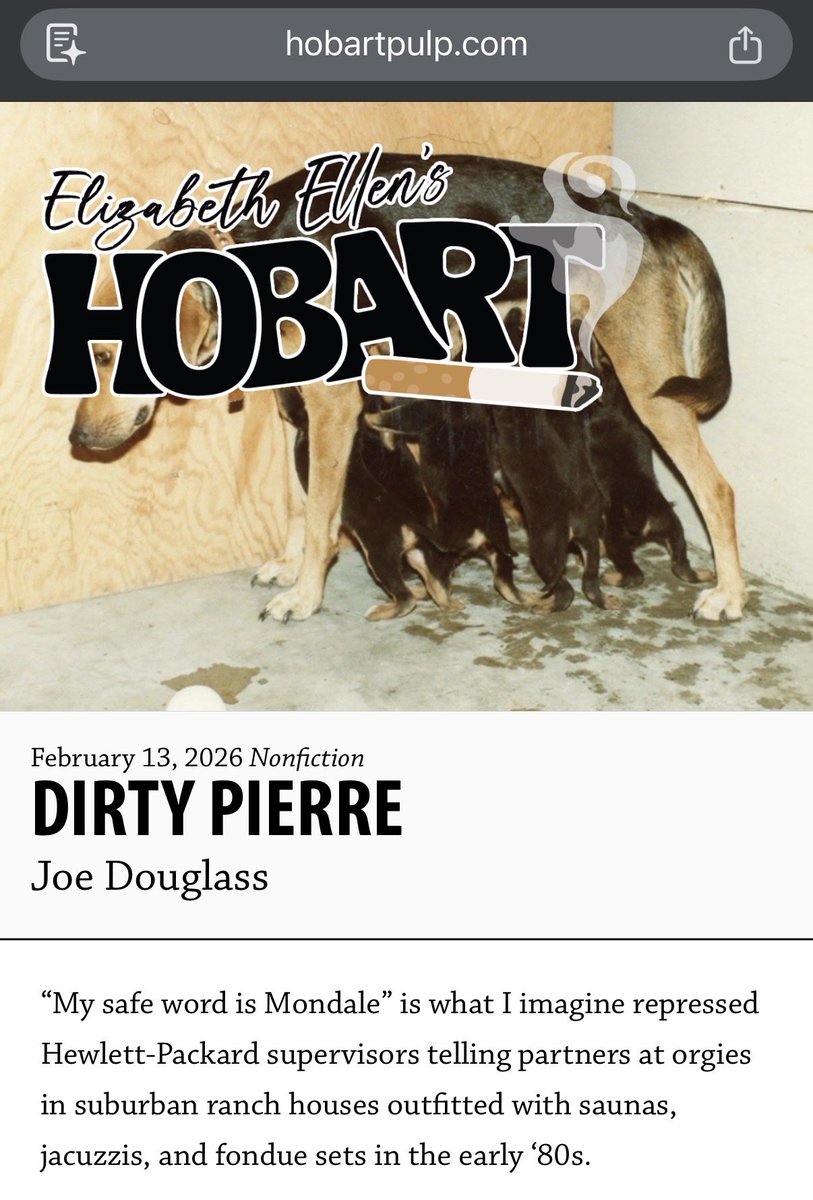 DiscrepancyR's tweet photo. So I wrote an essay about my dog’s sex life and Hobart Pulp published it. https://t.co/jcT7rveRi4