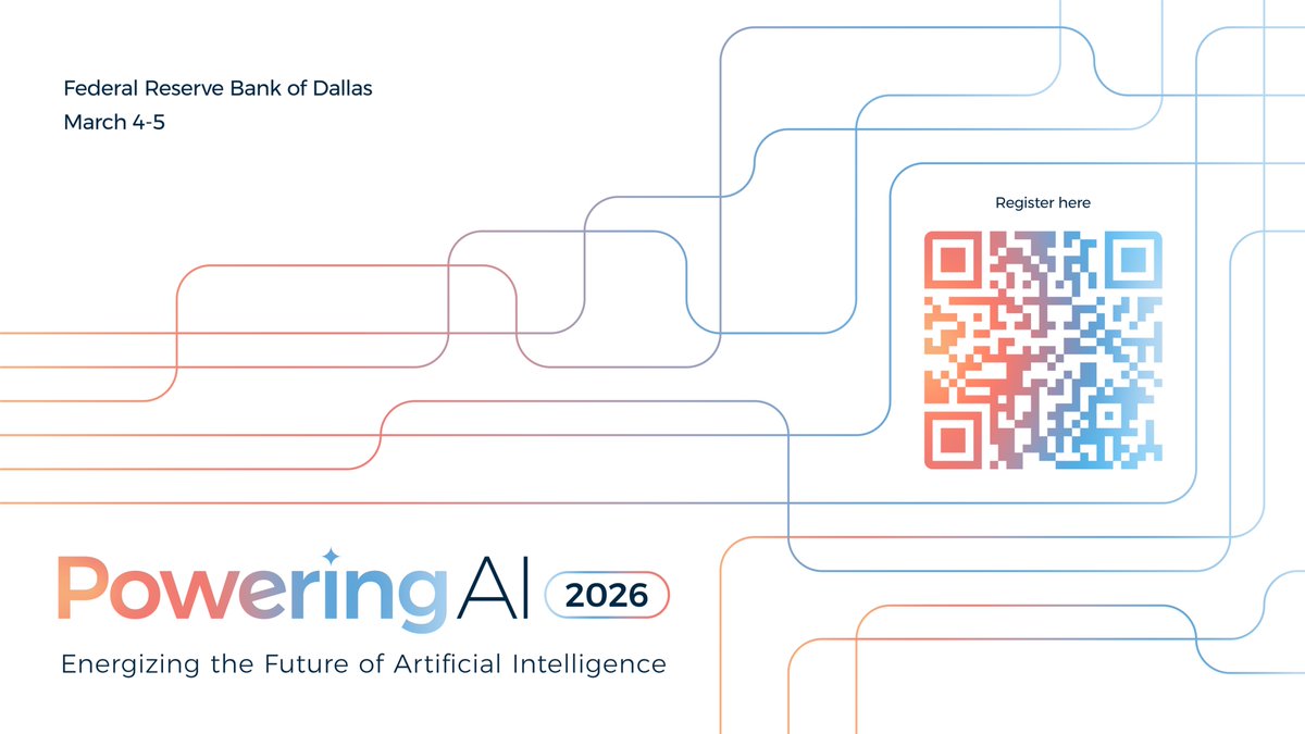 Join us March 4-5 for Powering AI: Energizing the Future of Artificial Intelligence. This conference will bring together experts from the energy, technology and financial sectors to discuss how the U.S. will power the advancement of AI. Register here: dallasfed.org/cd/events/2026…