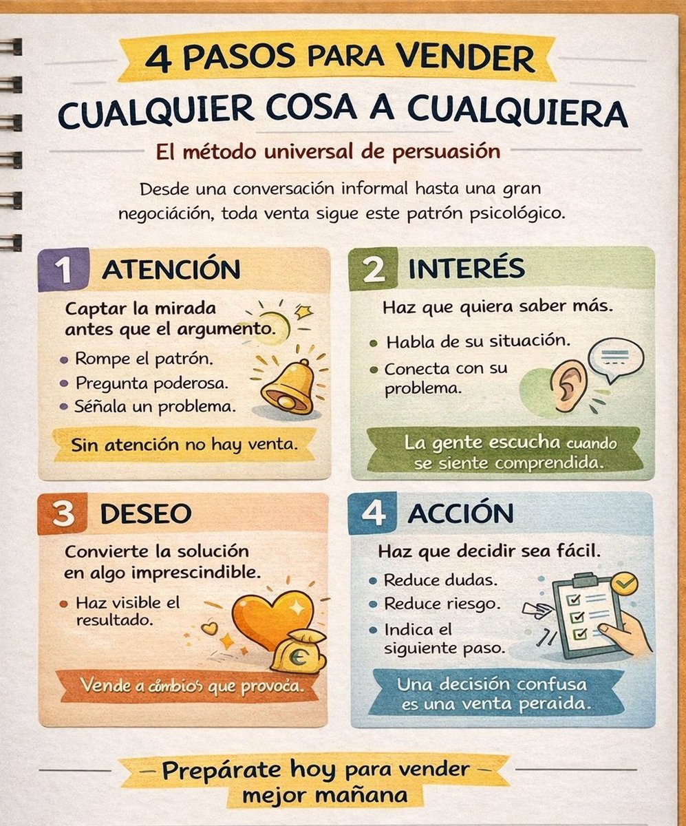 venderescrecer's tweet image. Nunca te faltará dinero si sabes vender.

4 pasos para venderle cualquier cosa a cualquiera.