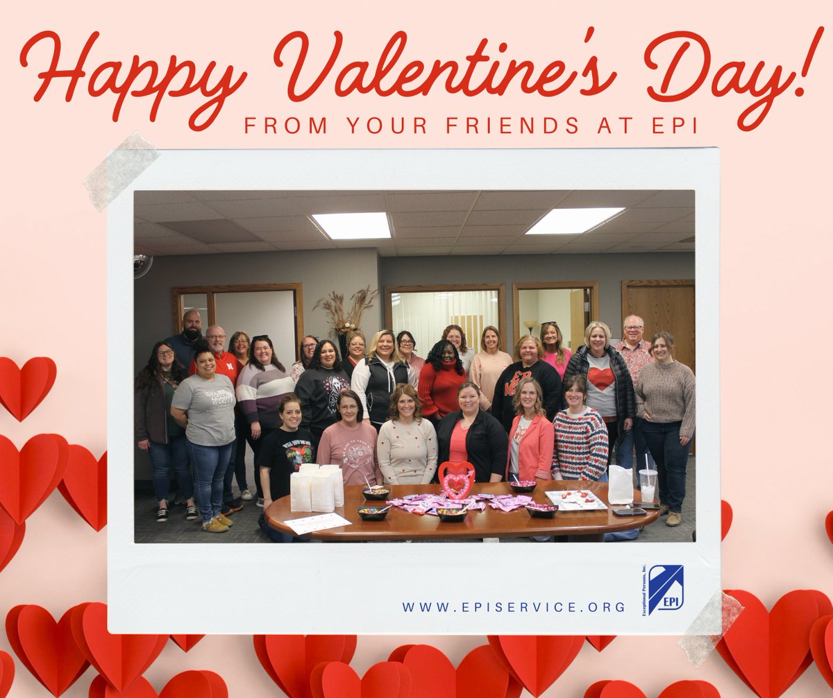 Happy Valentine’s Day from all of us at EPI! ❤️Staff from across the organization gathered for food, treats, and fun at the PDM Center today. Sending love to those we serve, families, team members, our Board, donors &amp; friends! #WeAreEPI #ValentinesDay