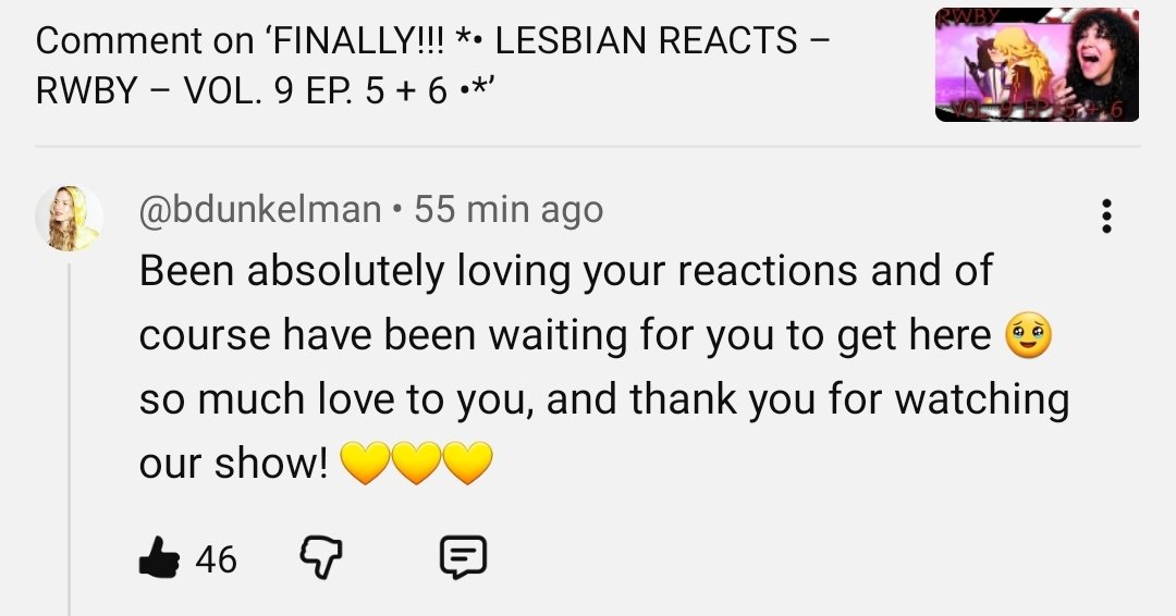 Barbara reacted to Elijah's latest Bumbleby reaction on YT
