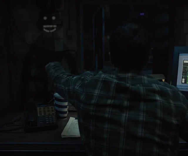 ChloeImagine's tweet photo. I like to think he did and choose to ignore em BAHAH 

Like Mike already had a lot to deal with in this scene, like stopping the toys and also encountering the Withereds, seeing a shadowy agony bunny creature for a second was the least of his issues 🩵💜

(Last fnaf comic I did!) https://t.co/OjUOkOR9pZ
