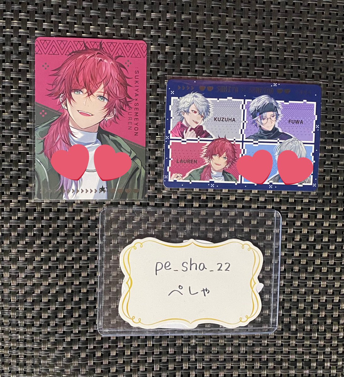asu__mi2's tweet photo. @pe_sha_22 はじめまして、こんばんは。夜分遅くに失礼いたします。下記に添付させていただきました写真のもの所持しております。
印を付けさせていただいたものと2:2での交換は可能でしょうか？
よろしくお願いいたします。🗝💸1️⃣ https://t.co/zxlKAXrcap