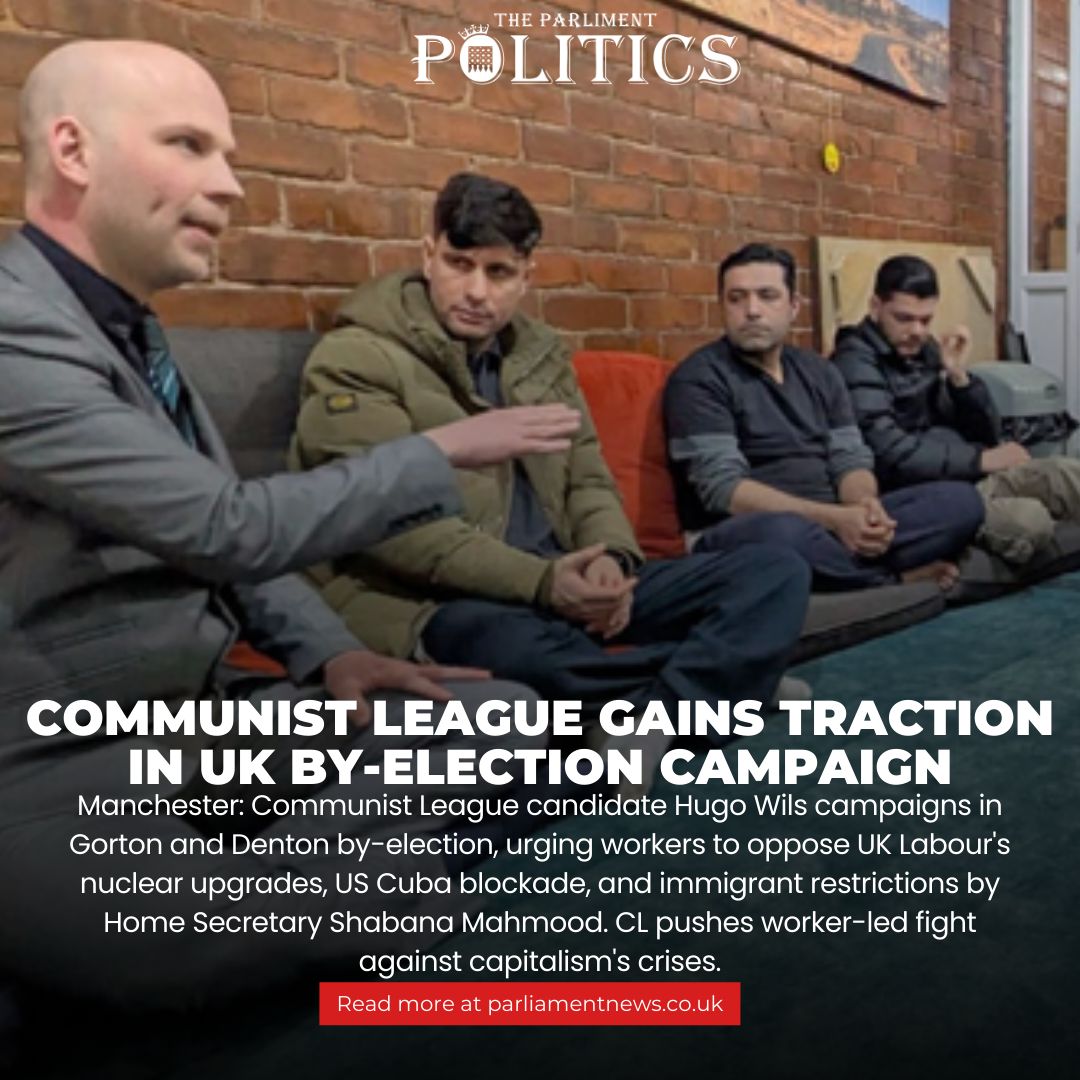 ParlMagazine's tweet image. Communist League's Hugo Wils rallies Manchester workers against Labour's war plans, immigrant curbs, and US Cuba blockade in Gorton by-election push. 

#theparliamentpolictics #UKElection #WorkerRights #CubaSolidarity #AntiWar 

Read More: parliamentnews.co.uk