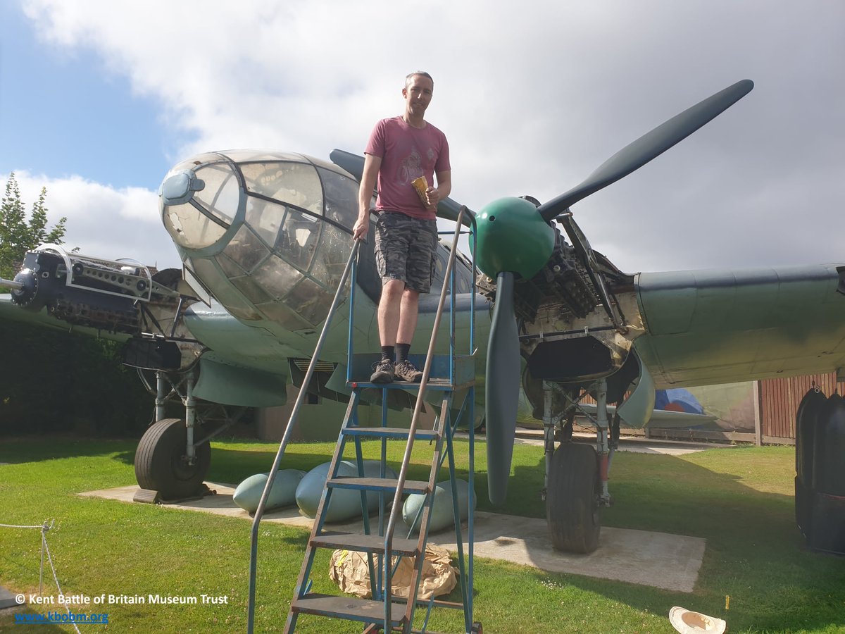 ajausten's tweet photo. @Airfix 1:1 scale, here I am, just fitted a 3D printed propeller and spinner to @MuseumKent He111 https://t.co/5FvUa60SGb