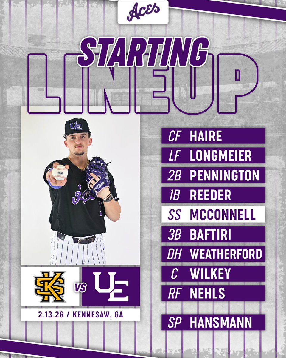 UEAthleticsBASE's tweet photo. Game 2⃣ Starting Lineup

⚾️#ForTheAces x #GUAC🥑 https://t.co/sxMLhdXpJl