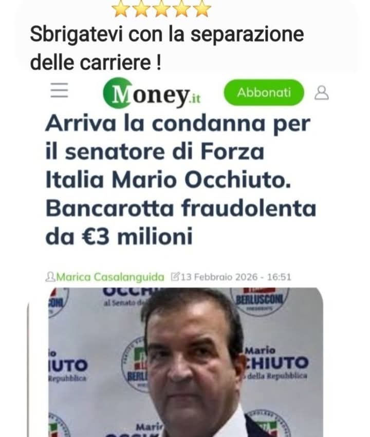 Senatore calabrese x Forza Italia, aveva gia dichiarato che avrebbe votato sì...

#Gratteri nn sbaglia MAI!!!
👇