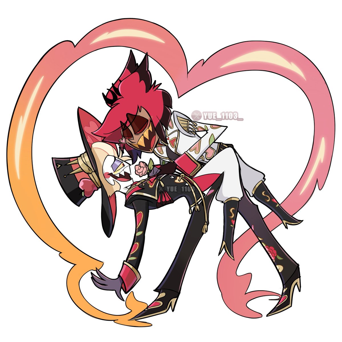 VALENTINE’S DAY -  Radioapple 🔥💖
🦌: Will you be my valentine? 🌹 

#radioapple #alastor #lucifer #hazbinhotel #bambilu