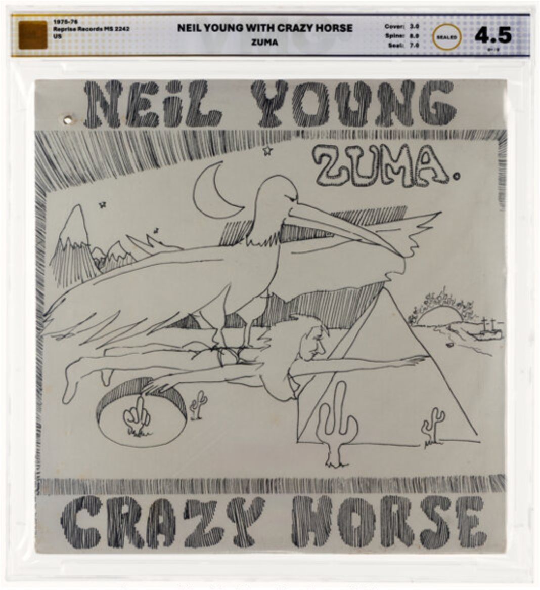 Now live at Heritage Auctions (HA.com):
Neil Young with Crazy Horse – Zuma sealed vintage LP, slabbed + graded by VMG.

Overall Grade: 4.5 (G+/G)

Search VMG on HA.com to bid.

#NeilYoung #VinylRecords #HeritageAuctions #MusicMemorabilia