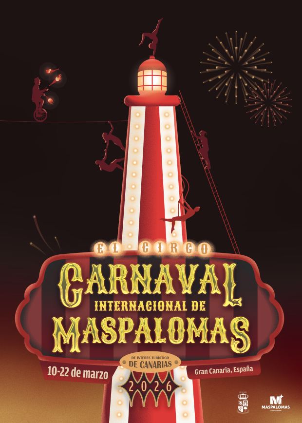 Cartel del Carnaval Internacional de Maspalomas, a celebrar en el mes de marzo, obra de Kirian Jesús Sánchez Alemán.
losfarosdelmundo.com/cartel-del-car…