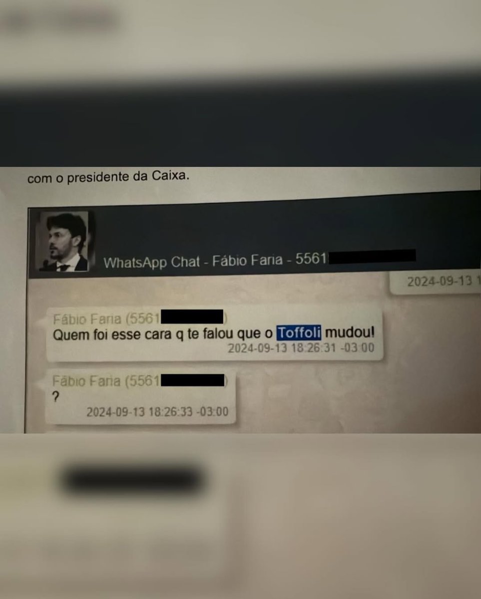 🚨URGENTE: Conversas entre Flávio Faria, ex-ministro do Governo Bolsonaro, e Vorcaro eram sobre voto de Toffoli em causa bilionária no STF. 

O ex-ministro das Comunicações Fábio Faria tentou reaproximar o empresário mineiro Daniel Vorcaro e o ministro do Supremo Tribunal Federal