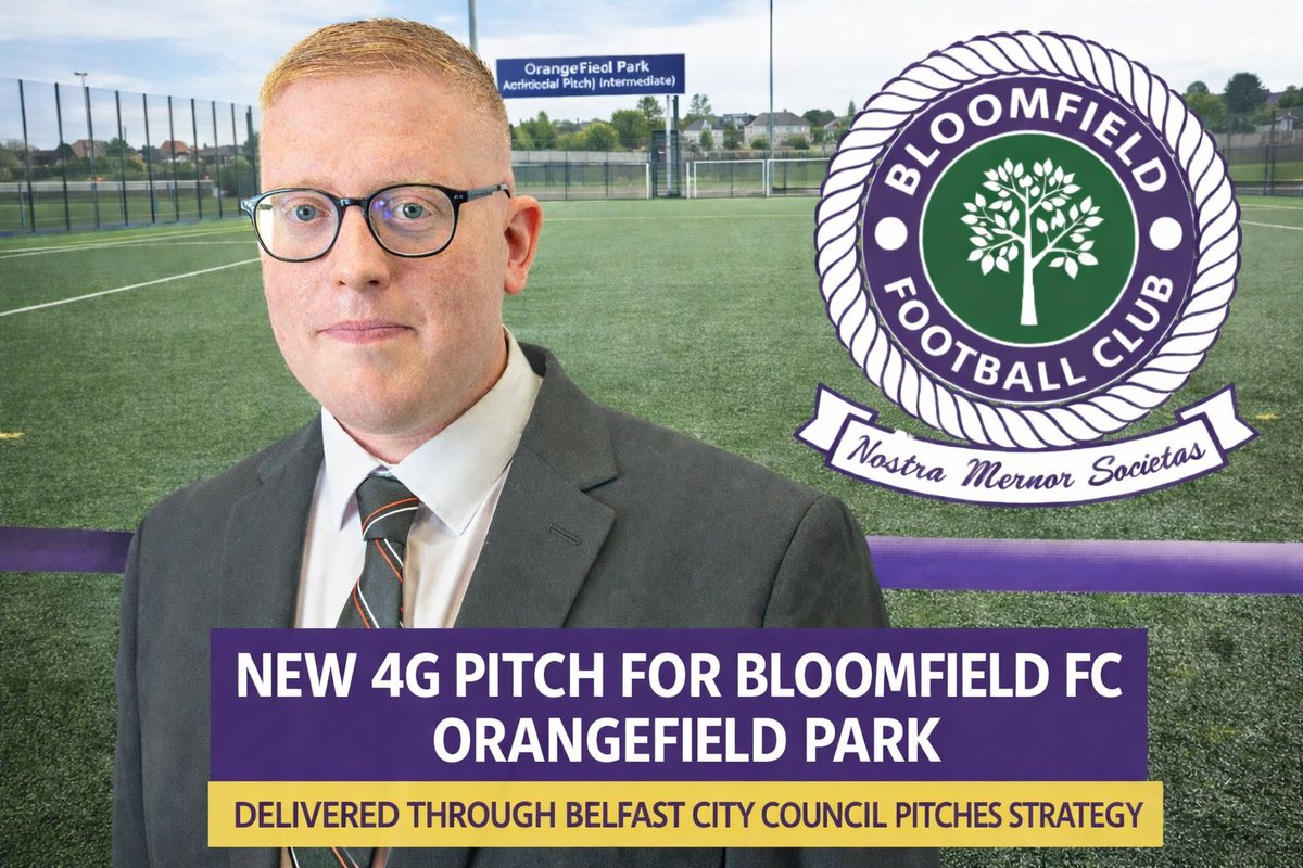 Great news for football 
I am delighted to see the new 4G intermediate pitch at Bloomfield FC, Having worked alongside the club for years, it’s brilliant to see this investment
Thanks to Belfast City Council’s pitches strategy, a boost for grassroots sport &amp; our local community