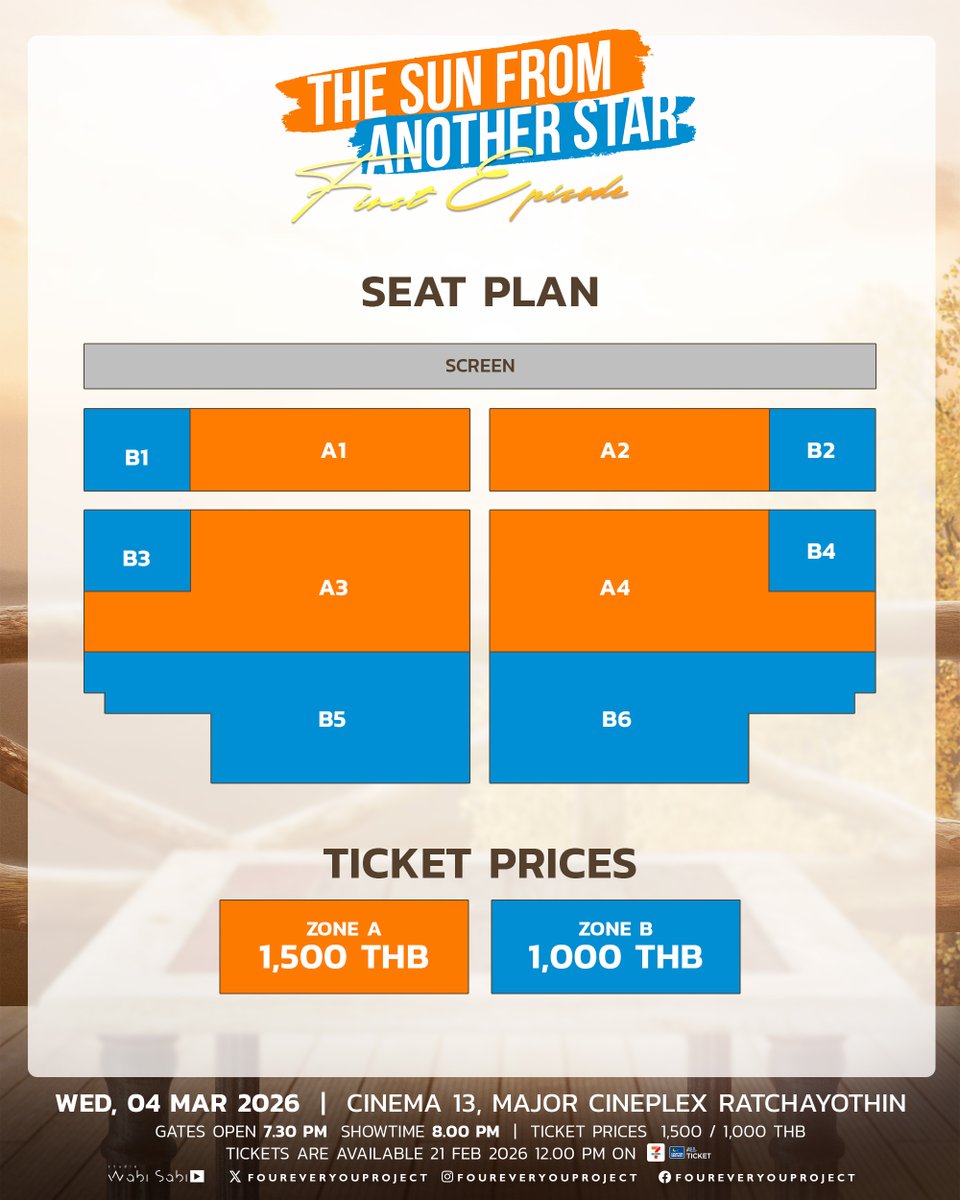 wabisabiTH's tweet image. 'THE SUN FROM ANOTHER STAR FIRST EPISODE’

📍TICKETS ON SALE
SATURDAY, FEBRUARY 21 , 2026

- เคาน์เตอร์เซอร์วิสในร้าน 7-Eleven ทุกสาขา เวลา 12.00 น.
- เคาน์เตอร์เซอร์วิสในร้าน 7-Eleven ทุกสาขา และเว็บไซต์ ALL Ticket &amp;gt;&amp;gt;
allticket.com เวลา 14.00 น. เป็นต้นไป…