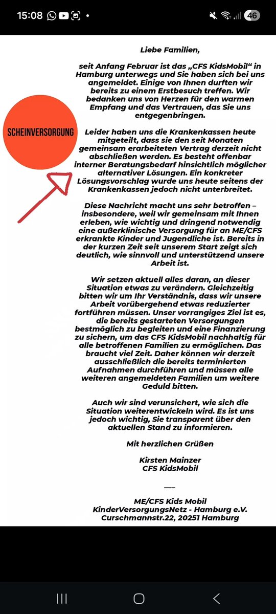 #MECFS 
Wenn funktionierende Versorgung an fehlenden Verträgen scheitert,
liegt das Problem nicht bei den Helfenden.
<a href="/BARMER_HH/">BARMER Hamburg</a> <a href="/buergerschaftHH/">Bürgerschaft Hamburg</a> <a href="/Gesundheit_HH/">Gesundheit in Hamburg</a> <a href="/sozialbehoerde/">Sozialbehörde</a>   <a href="/Senat_Hamburg/">Hamburger Senat</a> <a href="/AEKHamburg/">Ärztekammer Hamburg</a>