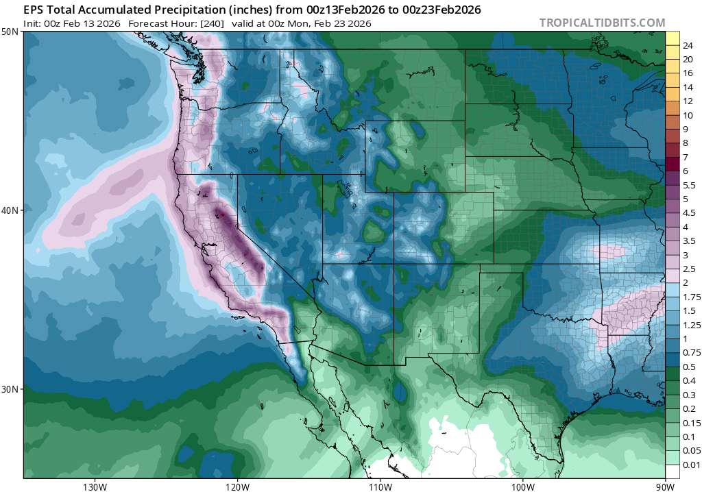 Mon-Tue next week, a pretty cold and fairly strong system will bring a ~48 hr period of heavy snow to multiple portions of the Mountain West, especially the Sierra Nevada (where multiple feet are likely at peaks). Mountain highway travel will be difficult to impossible.
