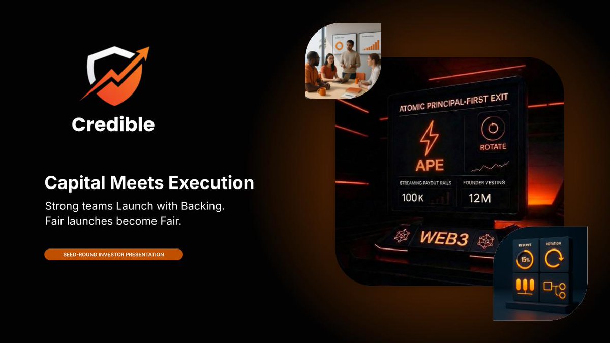 Credible Seed-Round now OPEN! 
Tired of seeing your investment dump at TGE while
you've got like 2+ years left of vesting. meet Credible.
Teams that execute pre-TGE get funded the rest fade.
No Locked Capital . APE to to execution anytime.
docsend.com/view/bimpzmk3j…