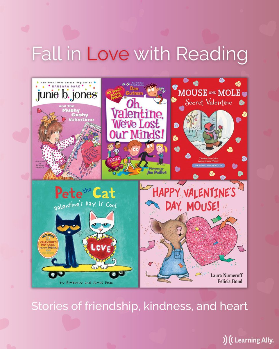 Fall in love with reading this Valentine’s Day! ❤️📚

Your readers can explore these stories of friendship, kindness, and heart in our Audiobook Solution.

🔗 Browse our Audiobook library: bit.ly/3LCuNDT

#learningally #valentinesday #literacy #books #teachers #parents