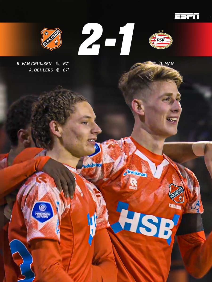 ESPNnl's tweet photo. FC Volendam stunt en beëindigt de recordreeks van koploper PSV! 😱

#volpsv https://t.co/qgu6mUPLvF