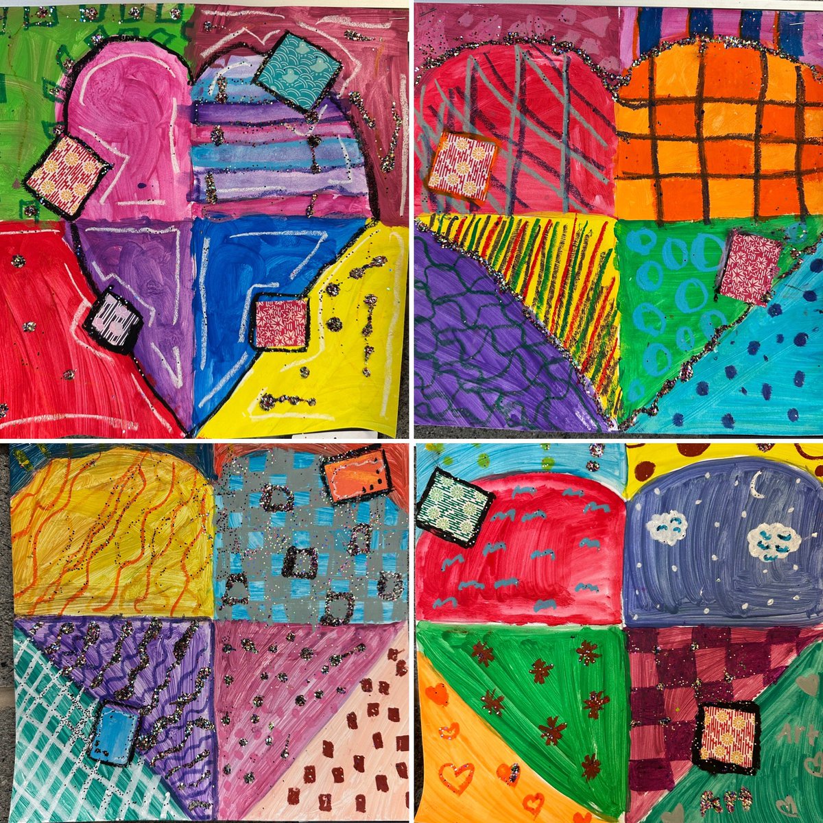 Happy Valentine’s Day from our 3rd grade artists who created their mixed-media collage hearts, inspired by American Pop Artist: Jim Dine #HPSDawesome ♥️