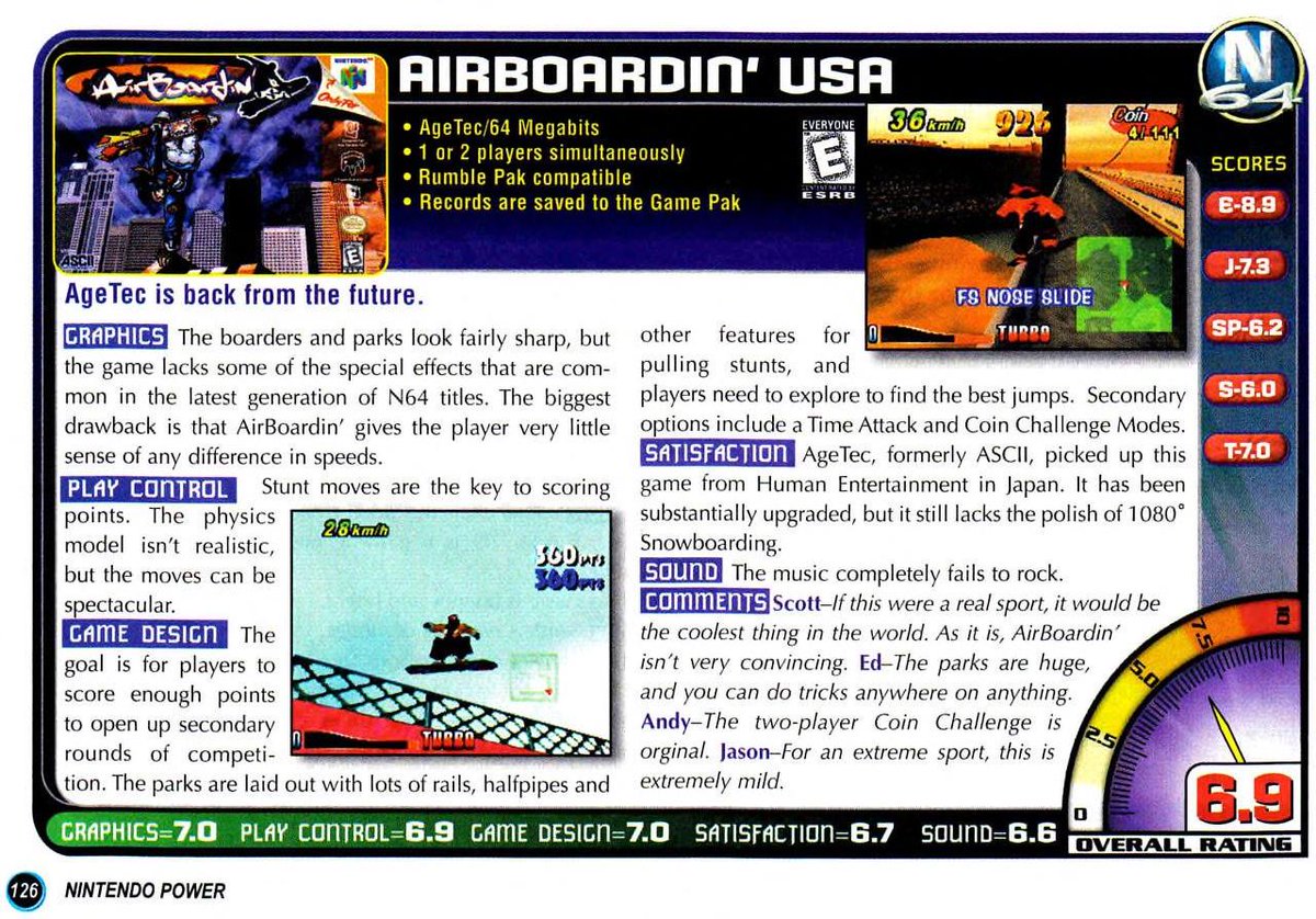 Air Boarder 64 as seen from Nintendo Power Magazine Issue Number