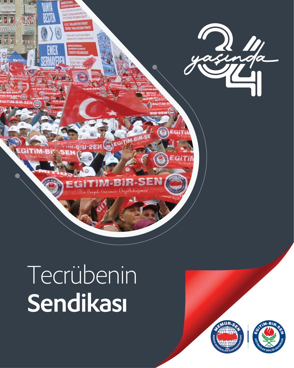 “Adil dünya, güçlü Türkiye” hedefiyle 34 yıldır çalışıyoruz.
#EğitimBirSen34Yaşında
