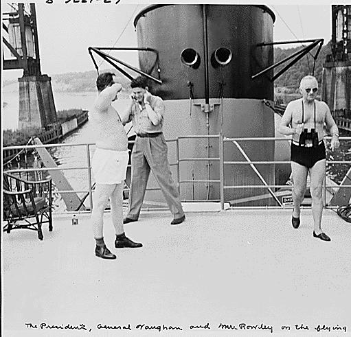 On the right in the photo is President Harry Truman. This photo is from 1946.  Check out the other two, too!