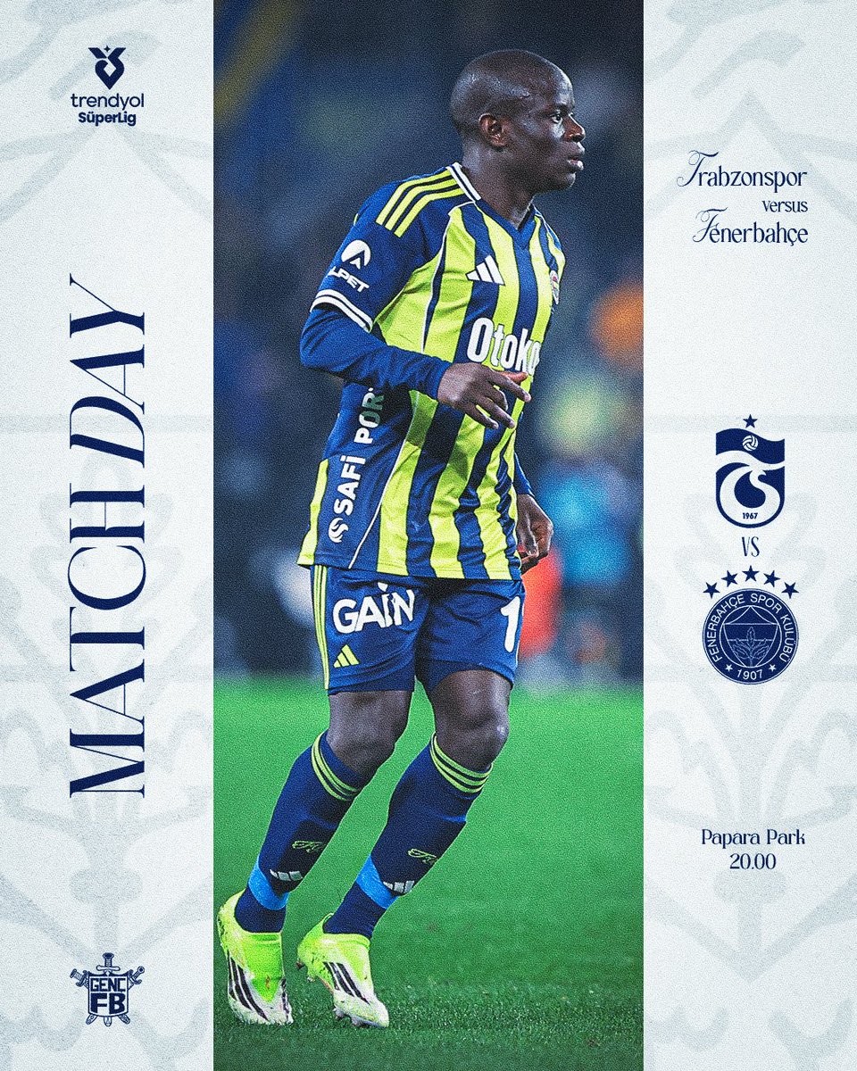 #FenerinMaçıVar
🏆 Trendyol Süper Ligi 22. Hafta
🆚 Trabzonspor
⏱️ 20.00
🏟 Papara Park Stadyumu
📲 #SALDIRFENER