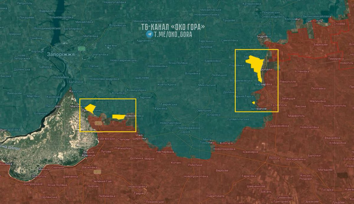 ‼️🇺🇦🇷🇺
Intéressant...On éspère des résultats positifs 😏😎⬇️

Contre-attaques de l'armée ukrainienne sur le front de Zaporijia au cours des 10 derniers jours. +49 km².

Il est intéressant de noter la coïncidence entre les contre-attaques et la coupure de Starlink chez les Russes