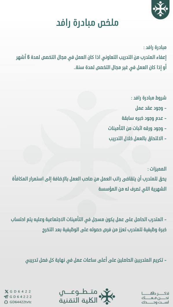 🔅ملخص مبادرة رافد

(..)

#التدريب_التقني #الكلية_التقنية