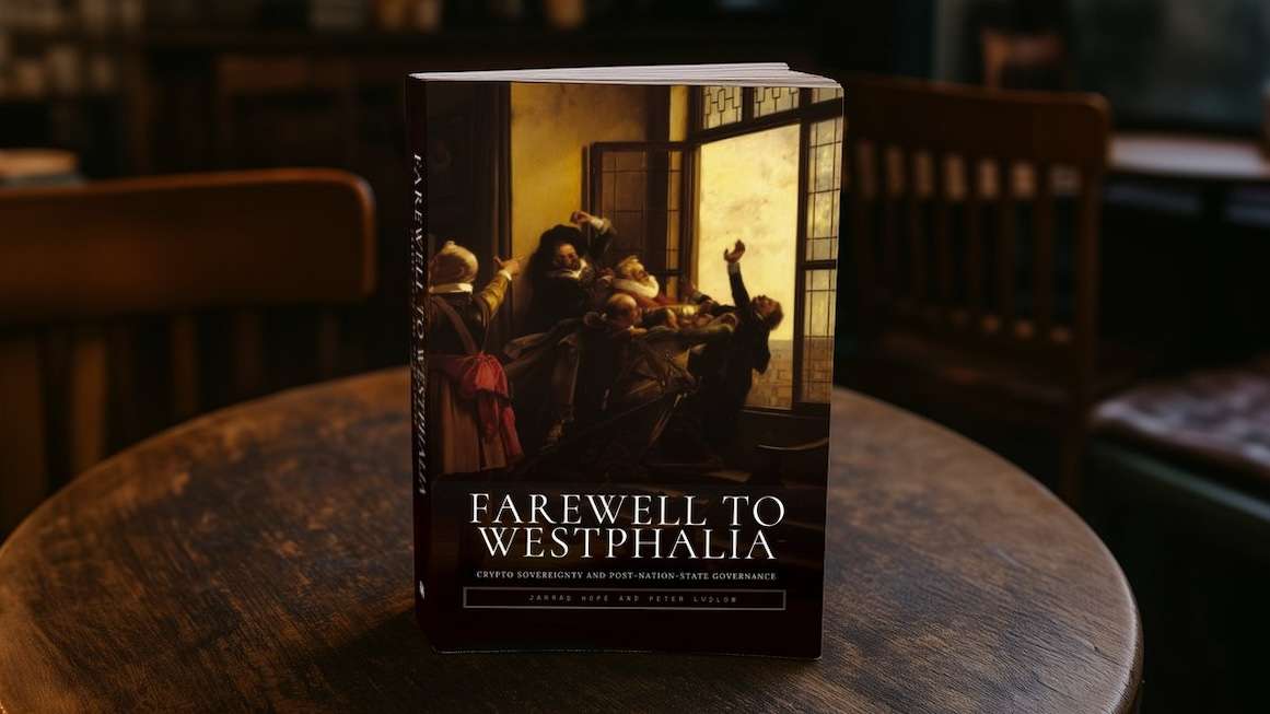 Otonomos's tweet image. Moment to touch grass! 🌿 At Otonomos, we care about you – here's Han's book rec: 'Farewell to Westphalia (2025)' by @jarradhope_ &amp;amp; Peter Ludlow. A provocative take on smart contracts as the OS for governance. Must-read for libertarians, anarchists, &amp;amp; everyone in between!