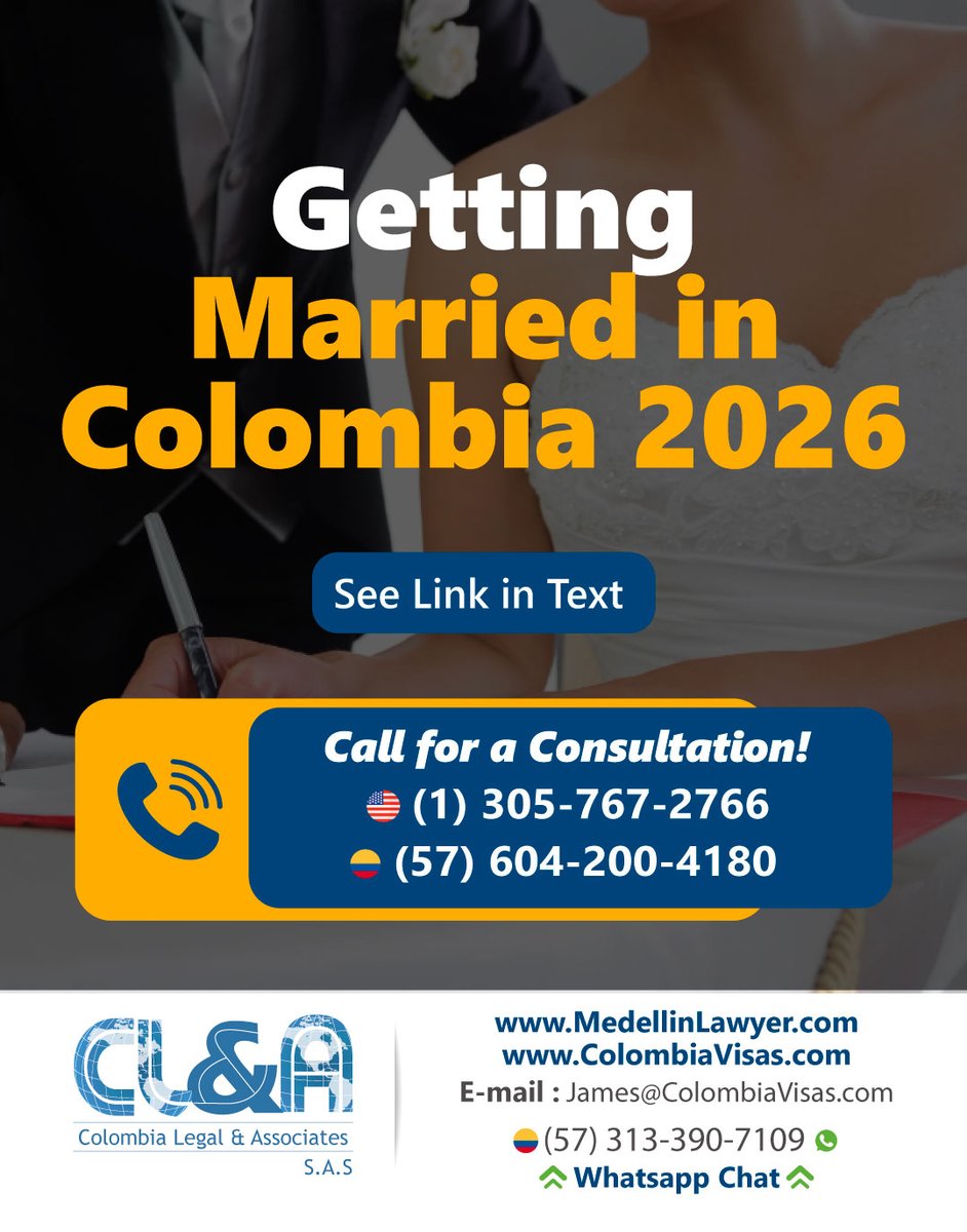 VISADOS's tweet photo. Getting married in Colombia as a foreigner in 2026 involves legal steps, documentation, and careful planning to ensure everything is valid locally and internationally. Knowing the process ahead of time can make your experience smooth and stress-free. 

https://t.co/B3bzFo4nXH https://t.co/wnVbX6xxiH
