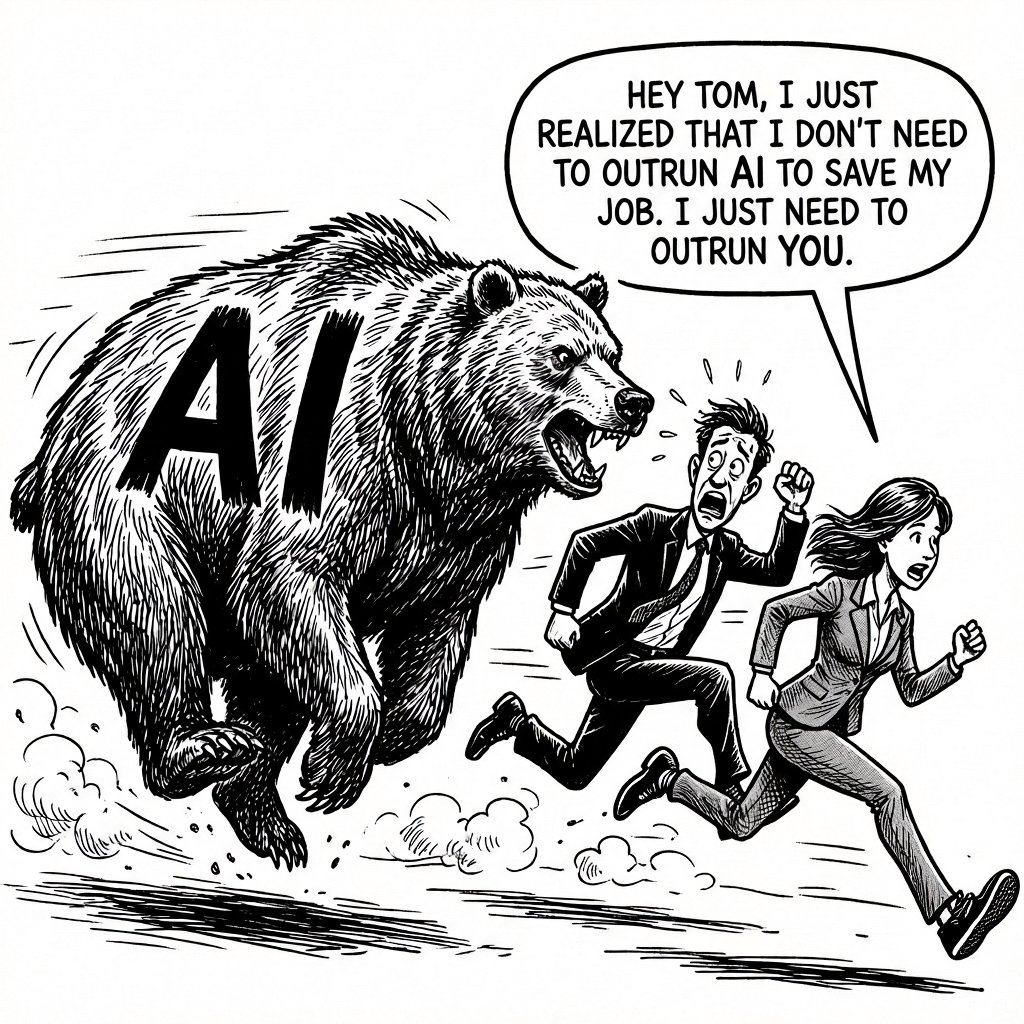 travisrosser's tweet photo. Maybe the real risk isn’t AI versus humans. It’s the gap forming between people who learn to use it and people who don’t. https://t.co/cYrNeeuMqM https://t.co/1iLyOzN8HA