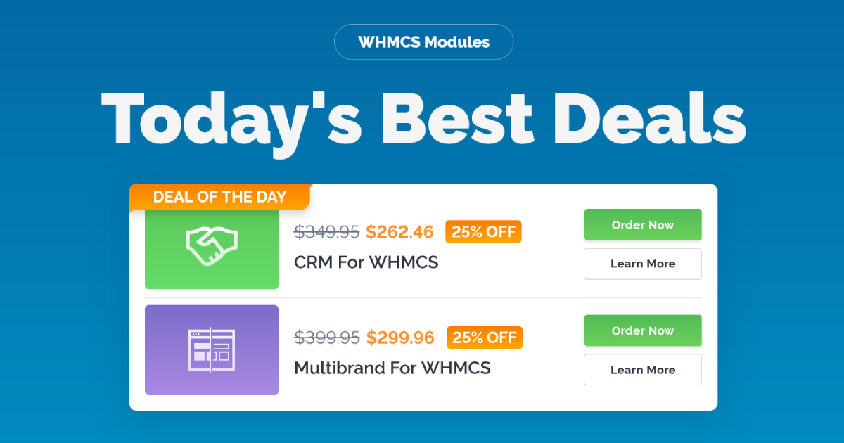 Two flagship #WHMCS modules at 25% OFF? That's  definitely not something you see every day. 🔥

✦  Go for powerful #CRM automation:
modulesgarden.com/products/whmcs…

✦  Handle multiple brands under one WHMCS:
modulesgarden.com/products/whmcs…

...or combine both and cover it all!