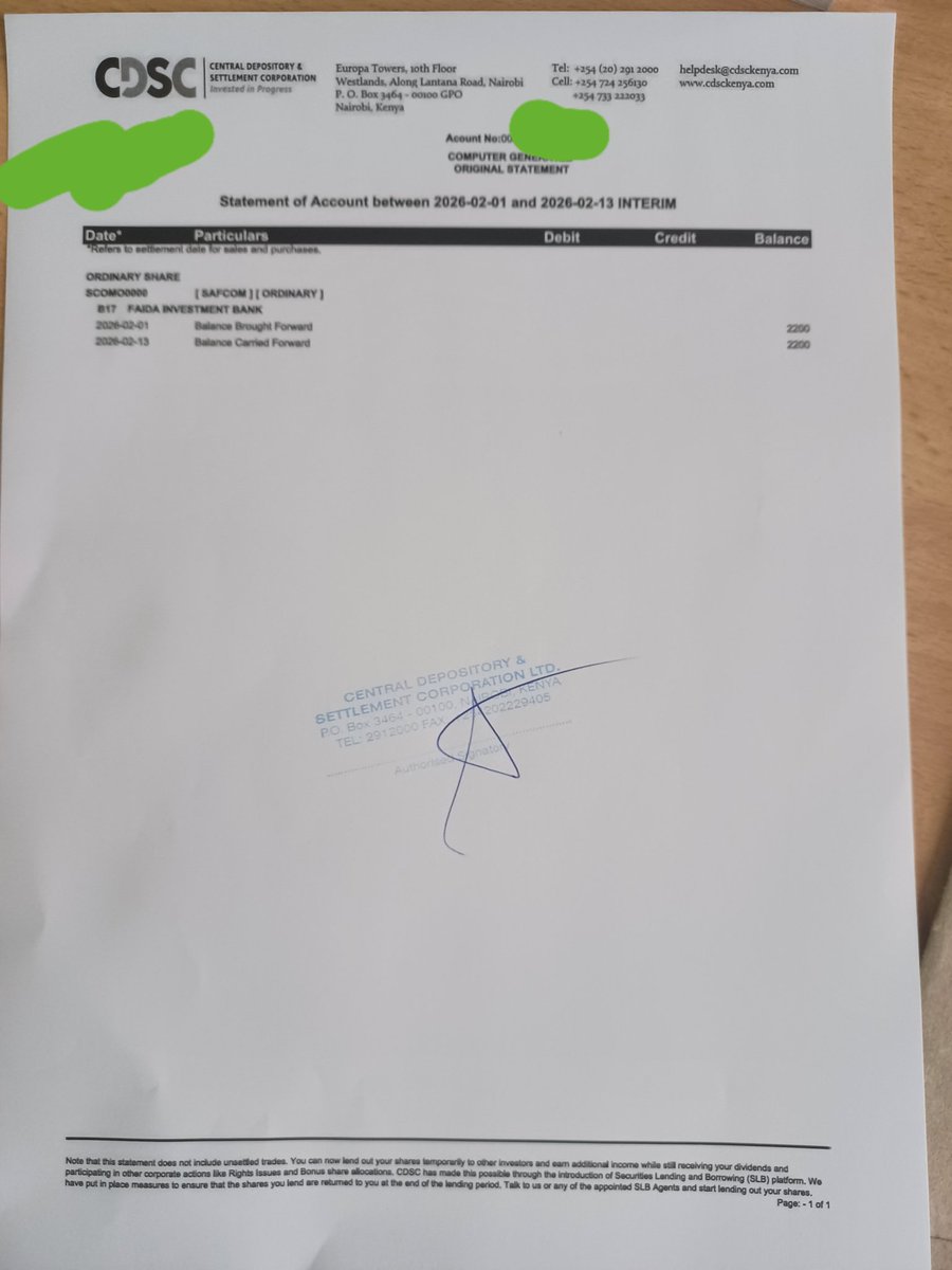 LlewellynOuya's tweet photo. Today I managed to get 4 client's cdsc statements that indicate their brokers, shares invested in and amount of shares.. all the 4 clients are currently in the US.

So many people bought Safaricom shares during the 2008 ipo and forgot about them.. last week, I helped a client track 8500 Safaricom shares which are now worth sh 289,000.. interestingly, he had bought the shares at only sh 42,500

Today, the photo attached indicates 2,200 Safaricom shares worth sh 74,800. Others had Safaricom plus other companies' stocks.

If you opened a cds account long time ago and you can't remember your broker or how many shares you own, you can trace your account. 

Also, if your parents or siblings or grandparents invested in shares and they passed away, you can claim those shares. You can even claim unpaid Dividends. 

If you are confused and don't know where to start, just contact me on 0116178740 and I'll sort you out.