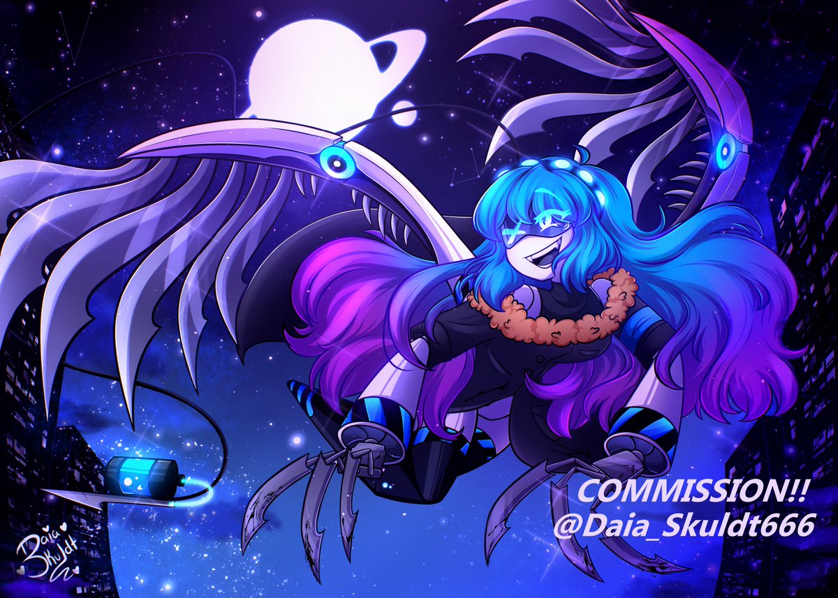 Daia_Skuldt666's tweet photo. Commission for @Imm0rtalEmper0r 💙 🫶

I absolutely loved drawing her!! A disassembly drone flying through the outskirts of Copper 9 — I truly feel so happy to have finished it!! >u<

I’m very happy with the result!! >:'3
I love blue!!! 💙✨

#murderdrones #murderdronesoc https://t.co/sucf3D4mgm