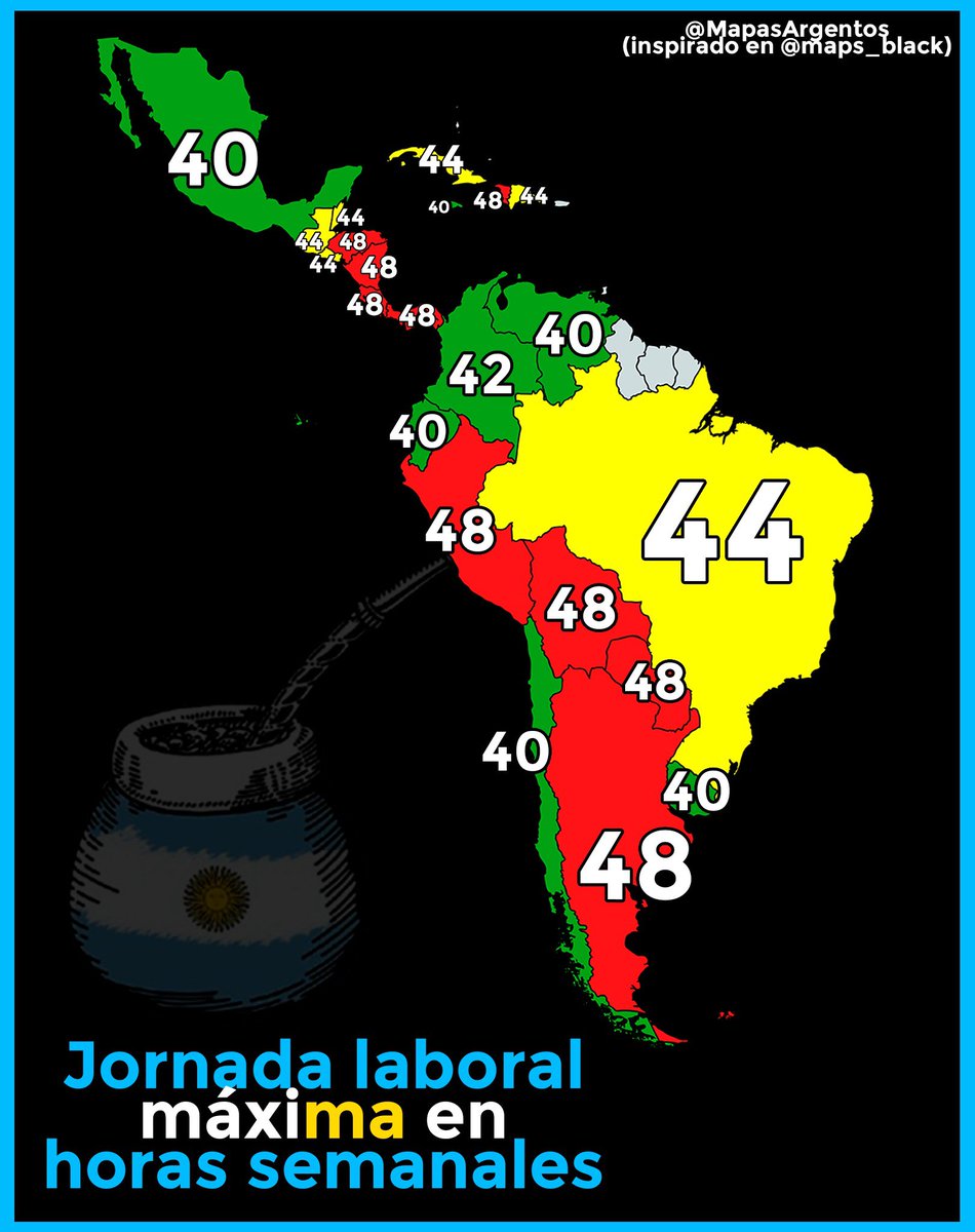 Jornada laboral máxima (horas semanales) según la legislacion vigente