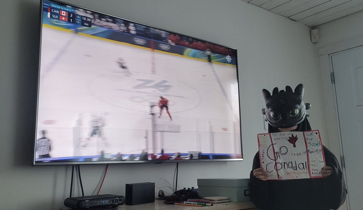 simplesarahbear's tweet photo. @CBCOlympics My kiddo is cheering on team Canada! #cbcolympics #MilanoCortina2026 #Olympics2026 https://t.co/XEdszgoj91