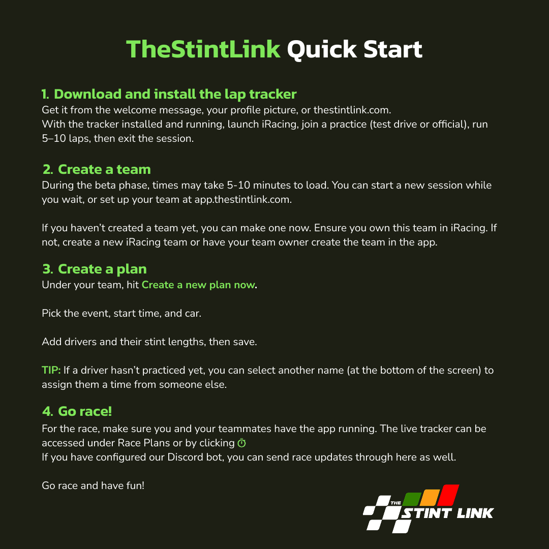 TheStintLink's tweet photo. Happy Friday, sim racers 🥳 We prepared a quick guide for TheStintLink so you can track your IMSA, Production Car Challenge or GT Endurance Series this weekend in @iRacing! In real time. For free.

🏁https://t.co/AXkuWinKAu

#SimRacing #iRacing #GT3 #Esports #IMSA https://t.co/sgrUO4OFkN