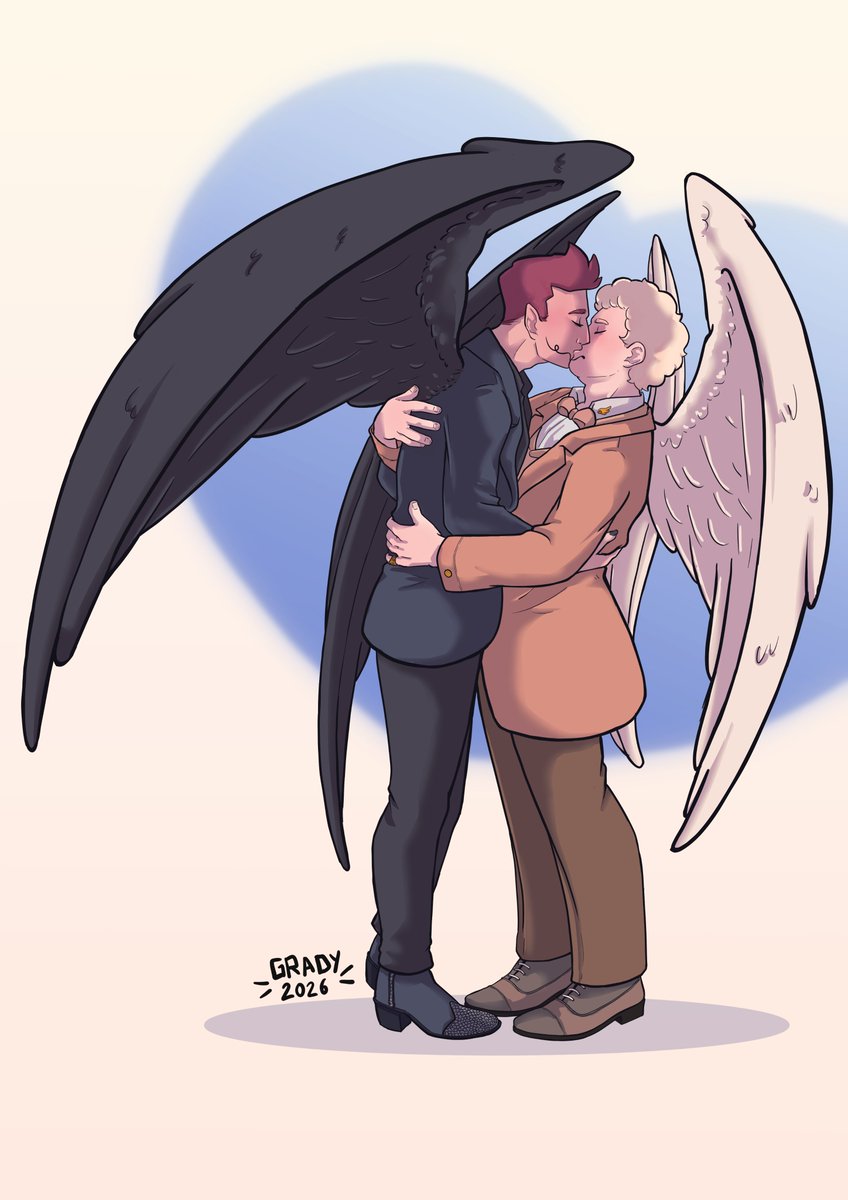 Happy Valentine's Day!🐑🍎🐍💖
 I can't believe we finally have a date for Good Omens 3! 🎉 
#goodomens #ineffablehusbands