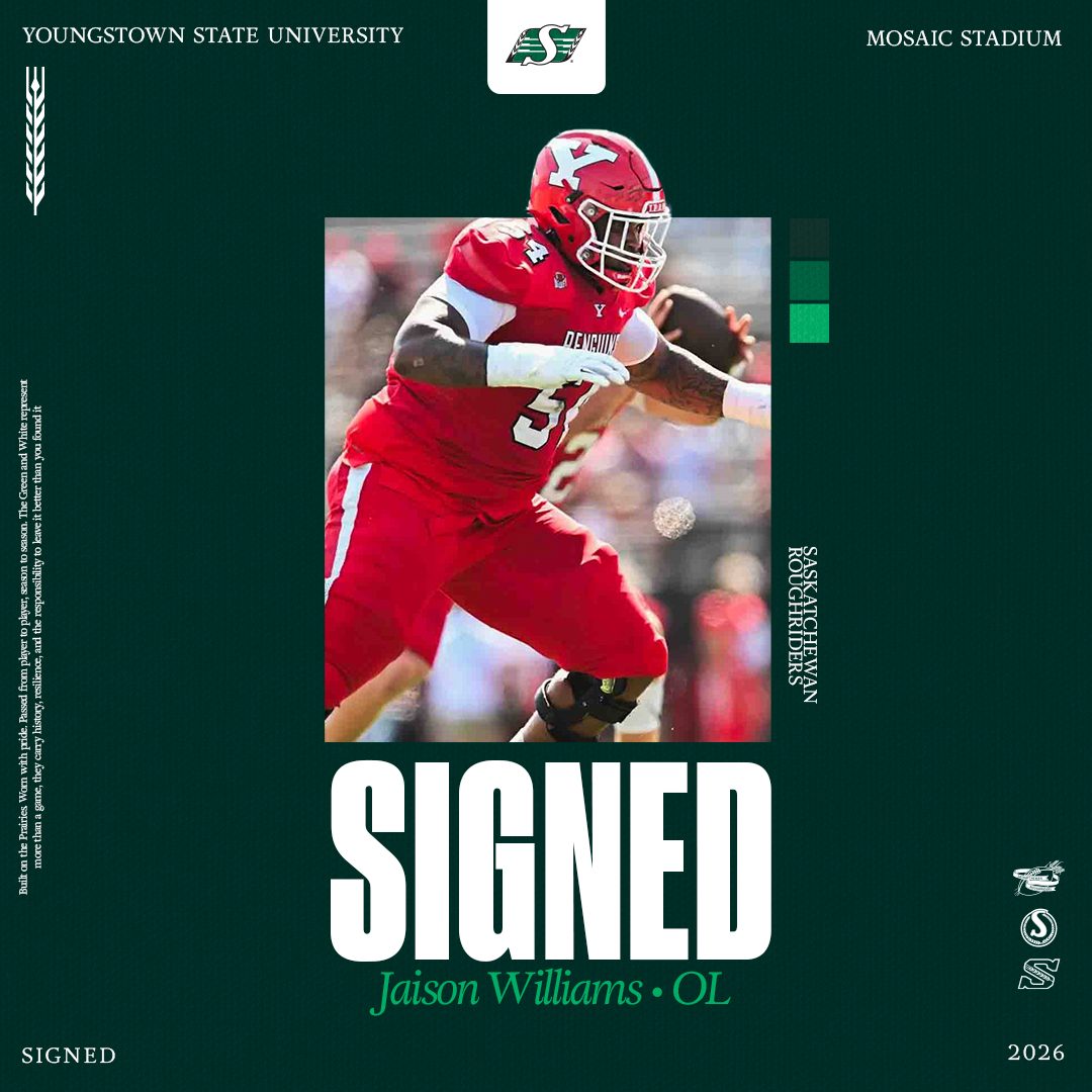 The Saskatchewan Roughriders have signed American offensive lineman Jaison Williams.

📰 saskatchewan-roughriders.visitlink.me/nkeoGF