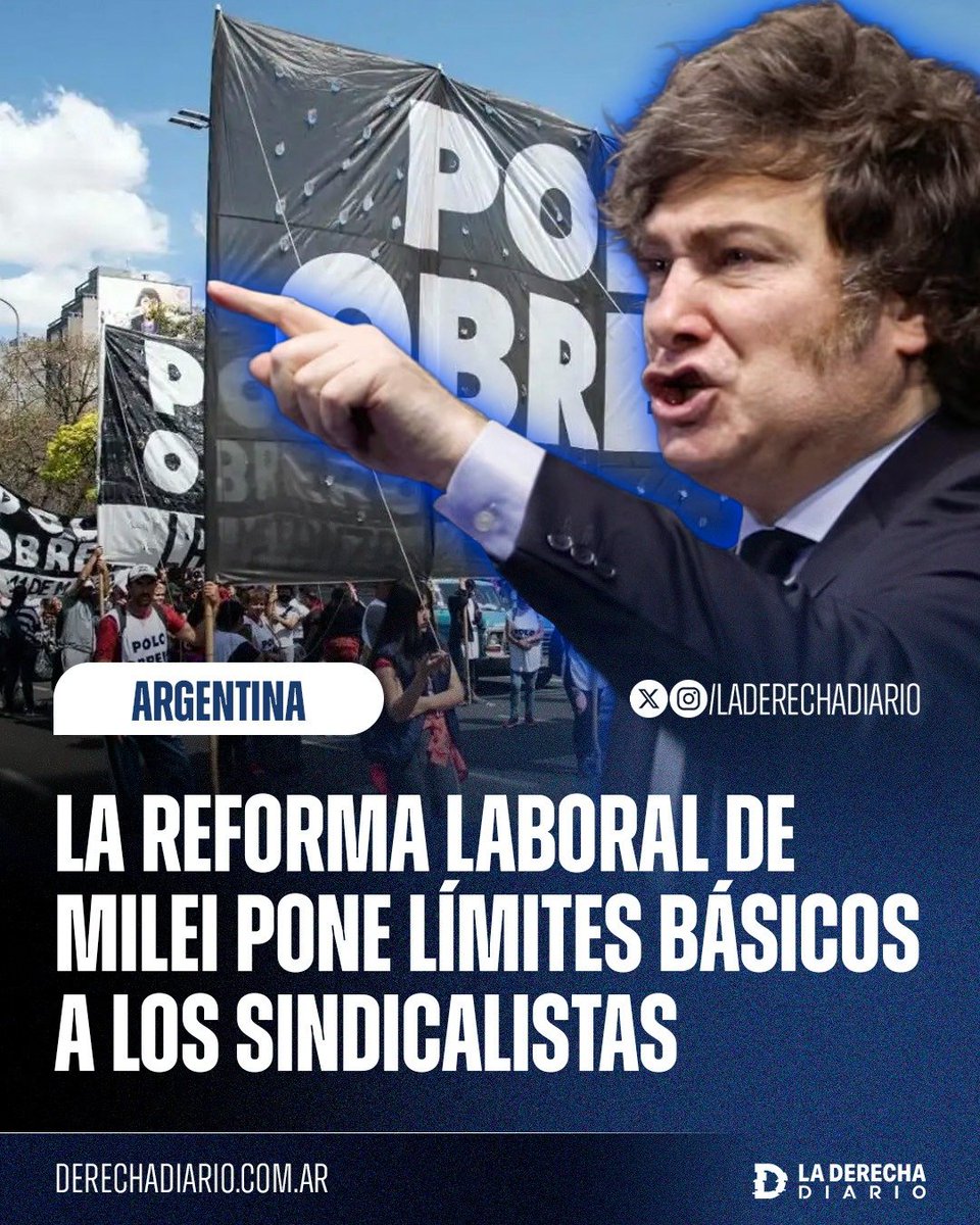 🚨🇦🇷 | SE TERMINÓ LA JODA: La Ley de Modernización Laboral de Milei le pondrá fin a la impunidad de los sindicatos e implementará límites básicos a los reclamos de los gremios.

➡️ Se obligará a notificar al empleador sobre las asambleas dispuestas en el ámbito laboral, y no se