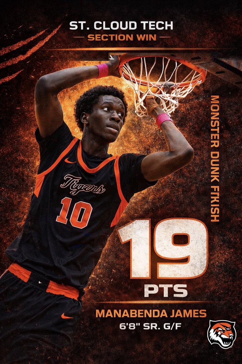 TechTigerBB's tweet photo. 6’8” Sr. G/F
Manabenda James went for 19 points and capped the night with a MONSTER dunk 🐅💥

Length. Athleticism. Energy changer.

Impact on both ends.
#TechTigers #SectionBattle https://t.co/0nn25pU7Gu