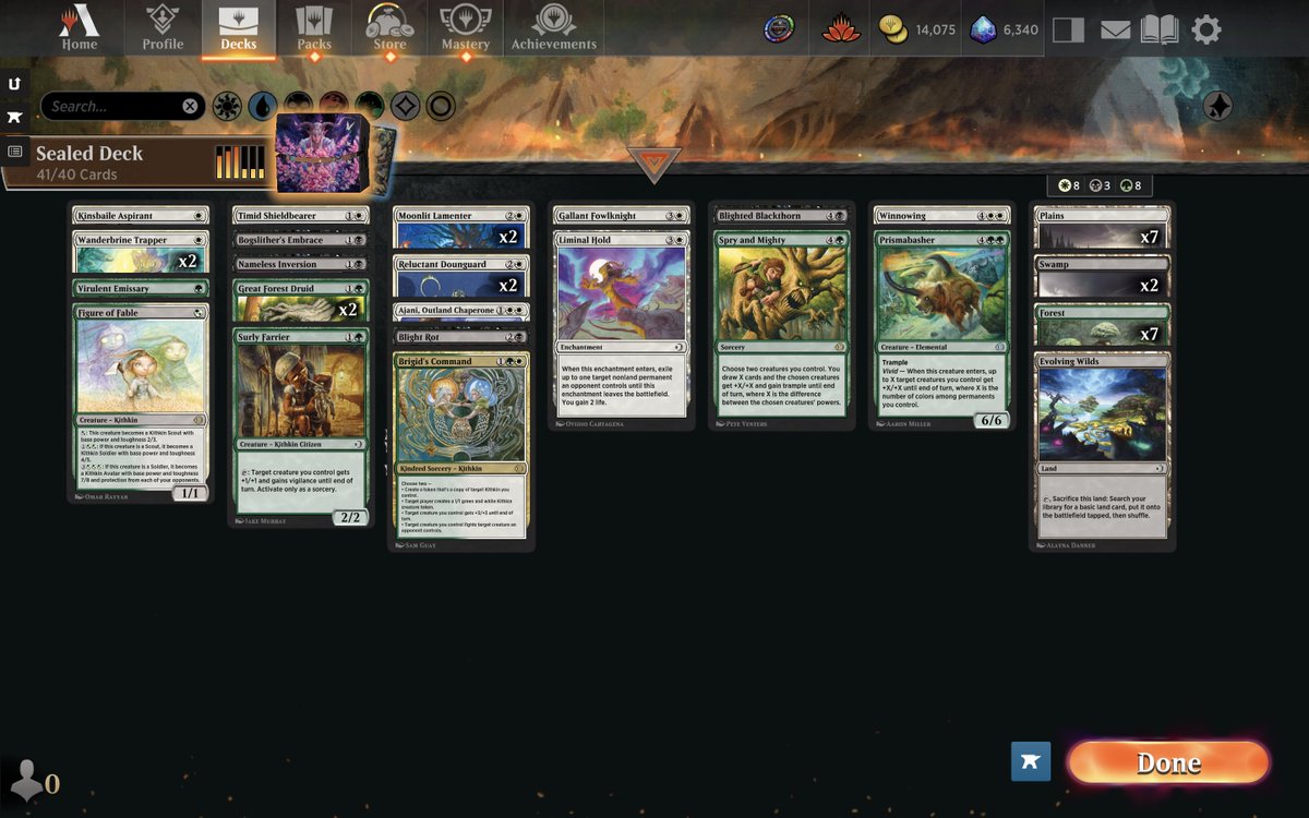 TradingPoster's tweet photo. 7-1 in the direct on my first try! Won the first game with the straight GW version pictured but I felt like my top end and removal were lacking so I decided to add the black splash and was happy I did. I was lazy and ran 41 cards, but what should I have cut? @fireshoes https://t.co/wmflDE9qFQ