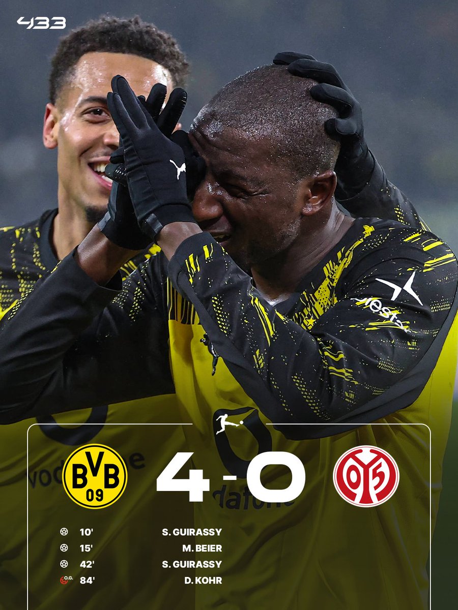 433's tweet image. 𝐃𝐎𝐑𝐓𝐌𝐔𝐍𝐃 𝐂𝐋𝐎𝐒𝐄 𝐓𝐇𝐄 𝐆𝐀𝐏 𝐓𝐎 𝐁𝐀𝐘𝐄𝐑𝐍 𝐓𝐎 𝐉𝐔𝐒𝐓 𝟑 𝐏𝐎𝐈𝐍𝐓𝐒 🤏

They are now unbeaten in 15 consecutive Bundesliga games 😮

Can they catch Bayern and claim the Bundesliga crown? 👀🏆

28 February | Dortmund 🆚 Bayern 🍿