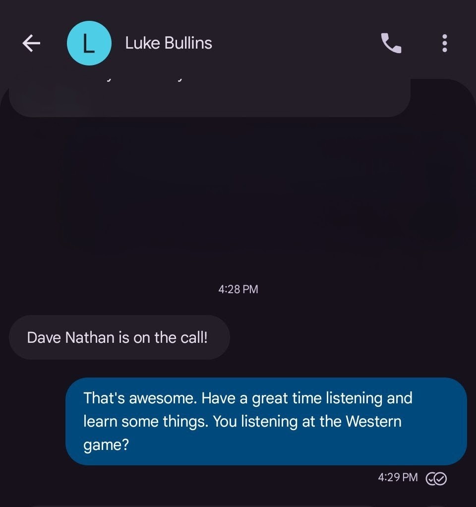 Just wanted to let <a href="/Davenathanonair/">Dave Nathan</a> know his biggest fan is locked in today!! Thanks for being the best of role models.