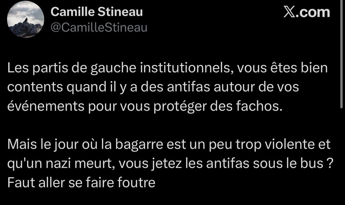 Camille Stineau, journaliste chez <a href="/blast_france/">BLAST, Le souffle de l'info</a> .. 😳

Vous vous rendez un peu compte de la dinguerie là ? 

Quentin qualifié de nazi… 

Je suis tellement écœuré. 

.<a href="/CamilleStineau/">Camille Stineau</a> vous êtes vraiment à vomir l’extrême-gauche.