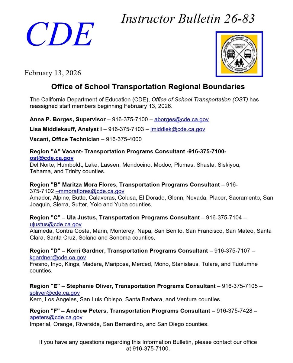 CDE Office of School Transportation tweet media