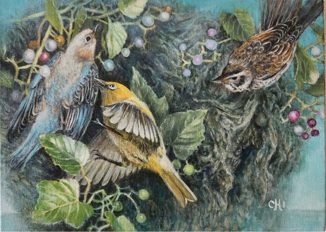 おはようございます 『SHIN SHIMO国 -集う-』 油彩 F4号